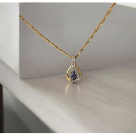 9ct Sapphire & Diamond pendant