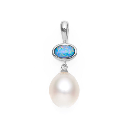 Sterling silver Opal & Pearl necklace
