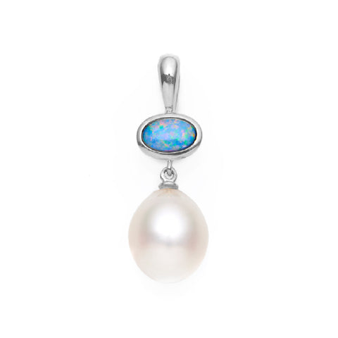 Sterling silver Opal & Pearl necklace