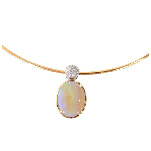 9ct Andamooka Opal & Diamond pendant
