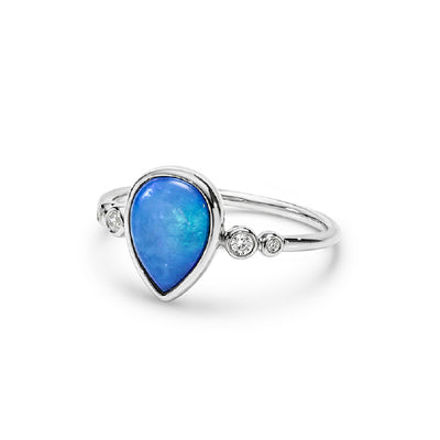 Sterling silver solid opal CZ ring