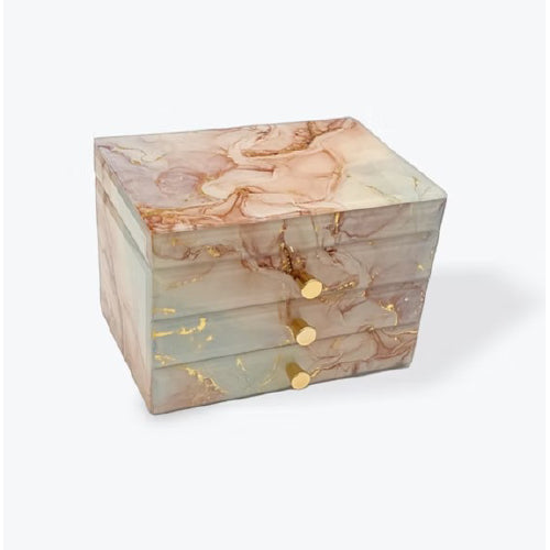 2 Draw Glass Jewel Box