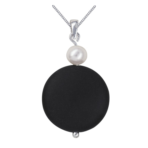 Sterling silver pearl & Onyx pendant
