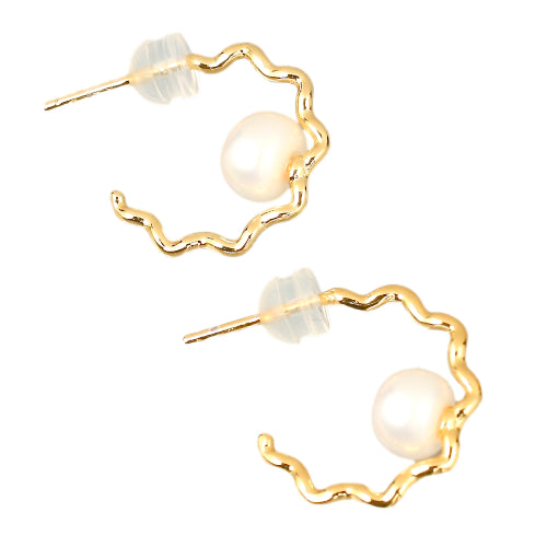Josephine Gold Pearl Hoops