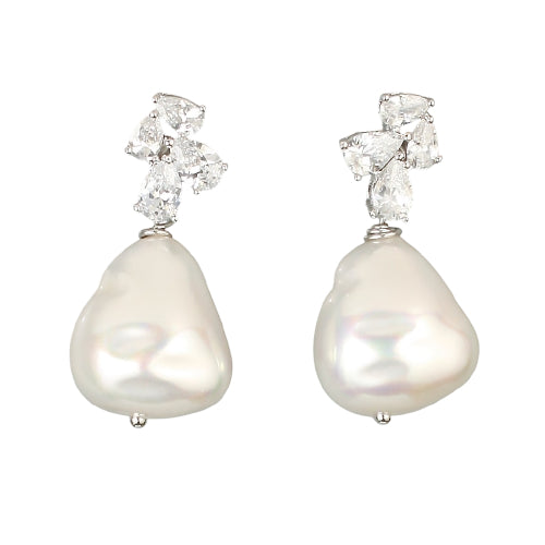 Spanish Pearl & Cz Earrings