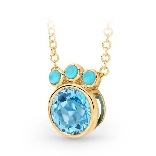 9ct Blue Topaz & Turquoise pendant. Pendant