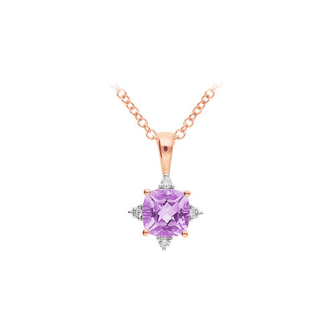 9ct Pink Amethyst Diamond pendant