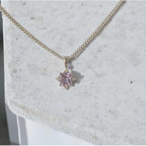 9ct Pink Amethyst Diamond pendant