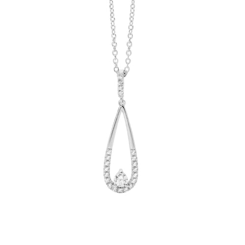 Sterling silver CZ drop pendant