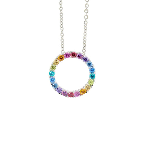 STERLING SILVER MULTI CZ PENDANT.