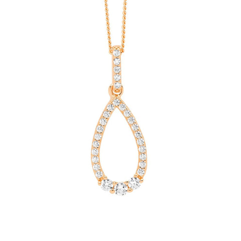 Rose plated CZ necklace