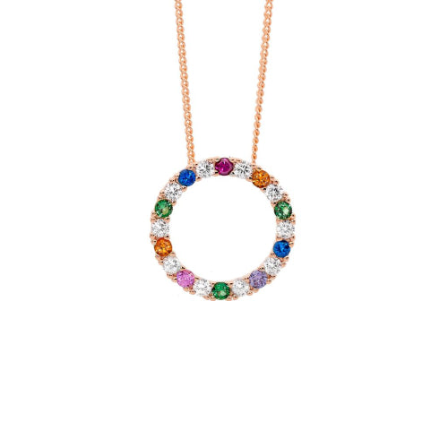 Multi open circle Pendant Necklace