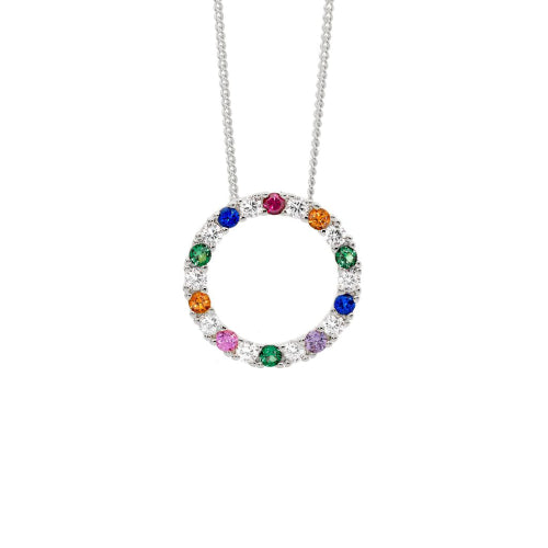 Multi open circle Pendant Necklace