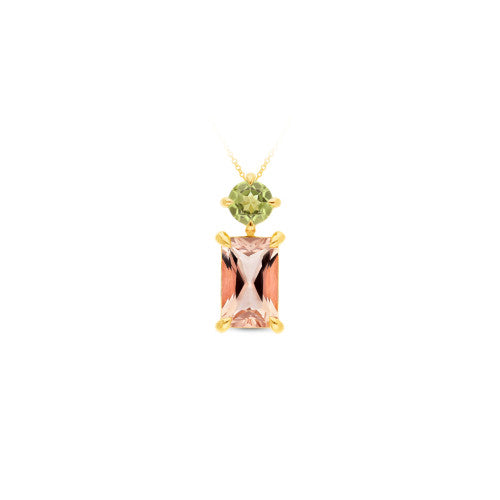 9ct Morganite & Peridot pendant