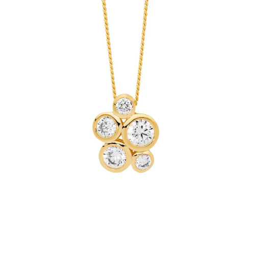 Bezel Set CZ Cluster necklace