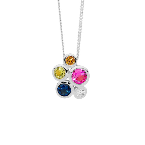 Bezel Set Multi CZ Cluster necklace