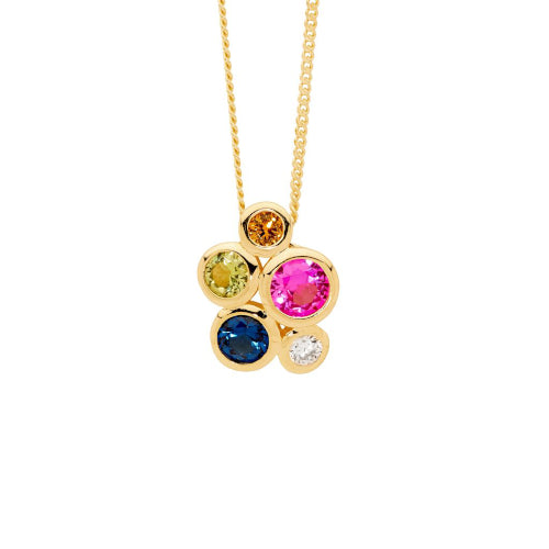 Bezel Set Multi CZ Cluster Pendant