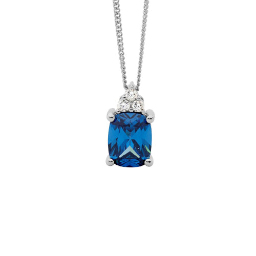 Sterling Silver Blue Cz Necklace