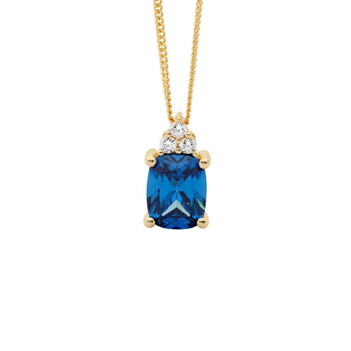 Gold Plated Blue Cz Necklace