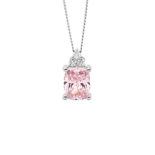 Sterling Silver Light Pink Cz Necklace