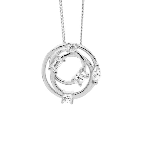 Sterling Silver Cz Abstract Necklace