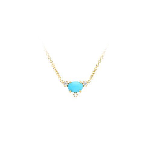 9ct Turquoise & Lab Diamond Pendant