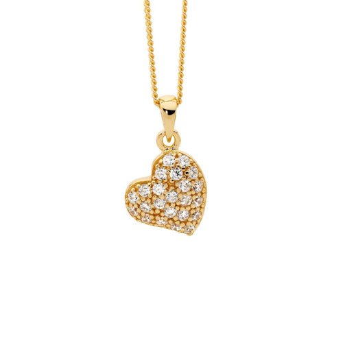 Gold Plated Cz Heart Necklace