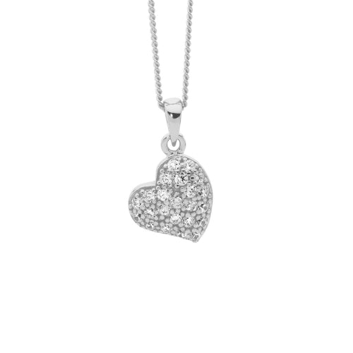 Sterling Silver Cz Heart Necklace