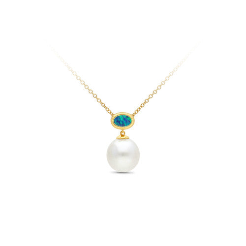9ct south sea pearl & opal doublet penda