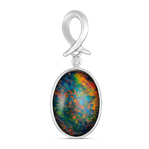 Sterling Silver Opal & CZ Pendant