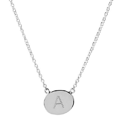 Sterling silver oval disc necklace