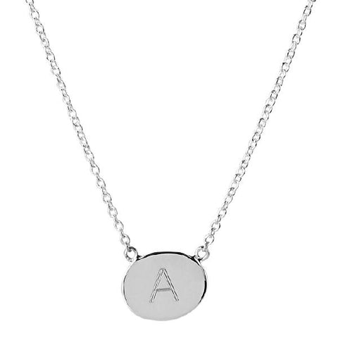 Sterling silver oval disc necklace