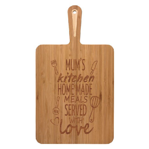 Engraved bamboo board with handle