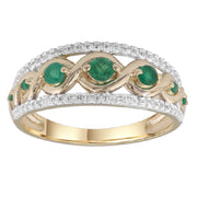 9ct emerald & diamond ring