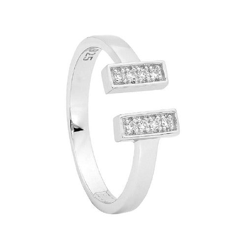 Sterling silver cz bar ring.