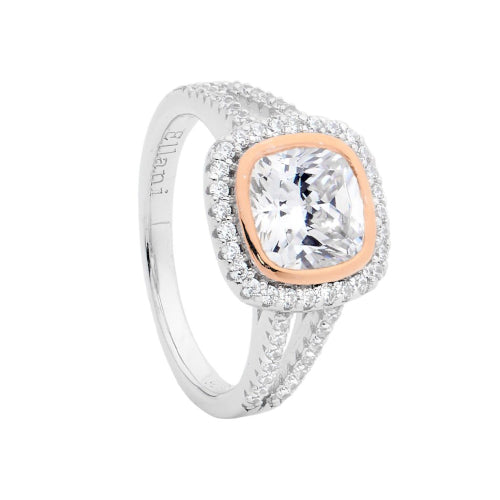 STERLING SILVER CZ HALO RING.
