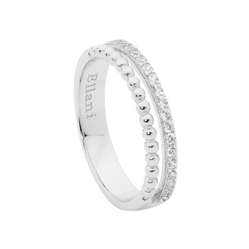 STERLING SILVER CZ BUBBLE RING.