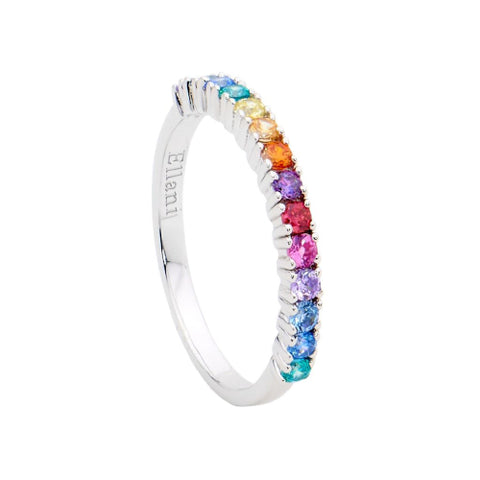 Sterling Silver CZ mulitcolour ring