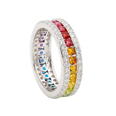 Sterling silver multi coloured ring
