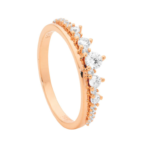 Sterling silver rose plated ring