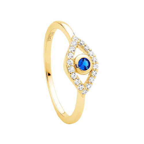 White & Blue evil eye ring