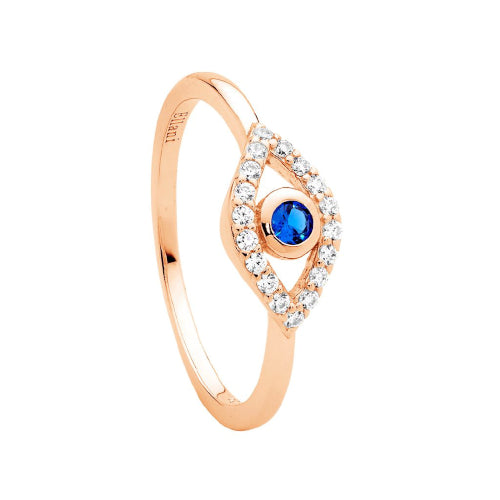 White & Blue evil eye ring