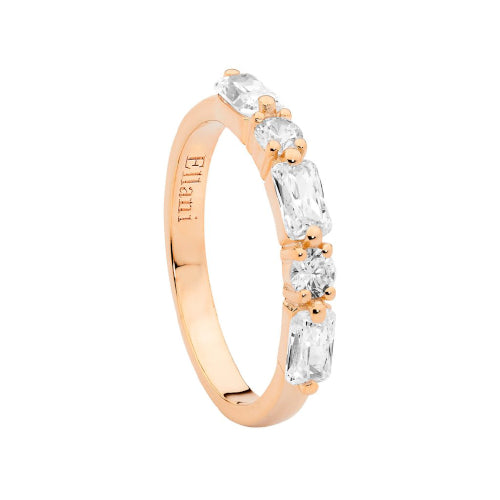 CZ Round & Baguette Ring