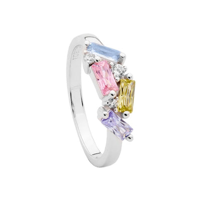 Staggered multi pastel cz ring