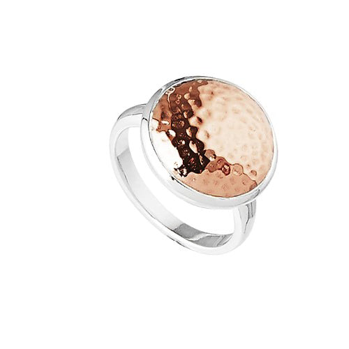Sterling Silver & Rose Gold Beaten Ring