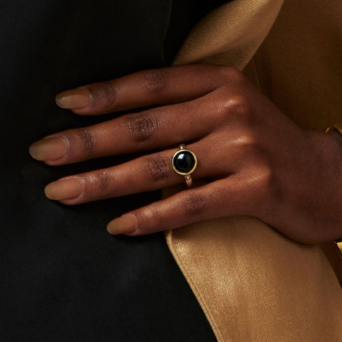 Black Onyx Bezel Set Ring