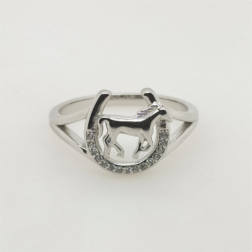 Sterling Silver Horseshoe CZ ring.