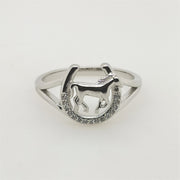 Sterling Silver Horseshoe CZ ring.