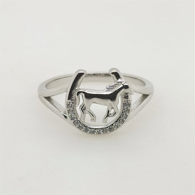 Sterling Silver Horseshoe CZ ring.
