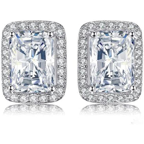 CZ halo stud earrings